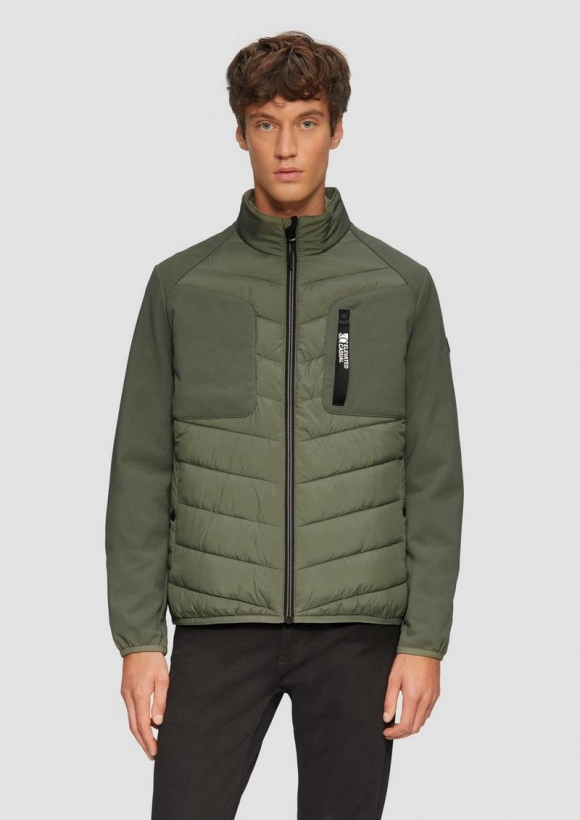 s.Oliver Materialmix-Jacke mit sportiven Kontrastdetails - olivgrün