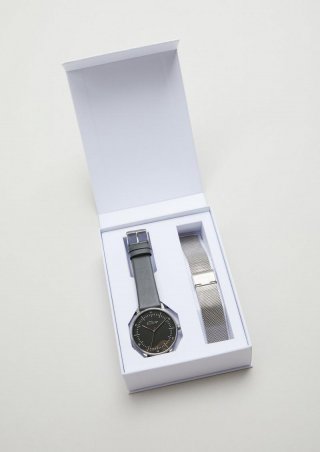 s.Oliver Geschenkset Herren-Armbanduhr - silber