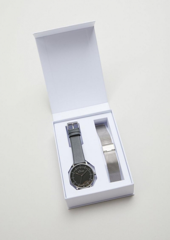 s.Oliver Geschenkset Herren-Armbanduhr - silber