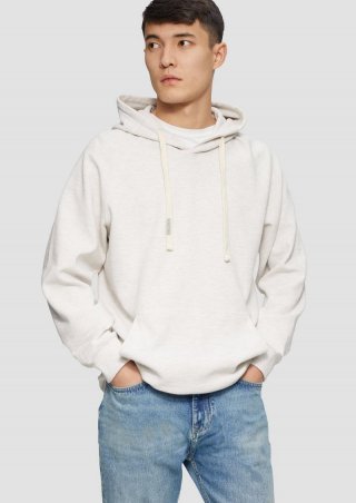 s.Oliver Hoodie aus Baumwolle mit Logo-Patch und Struktur - wollweiß