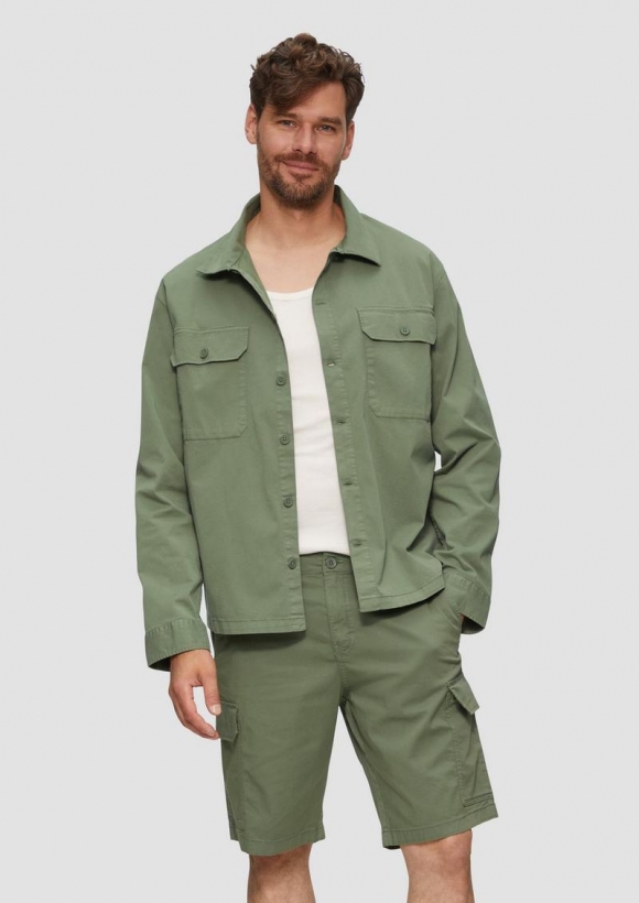 s.Oliver Overshirt aus Baumwollstretch im Relaxed Fit - tannengrün