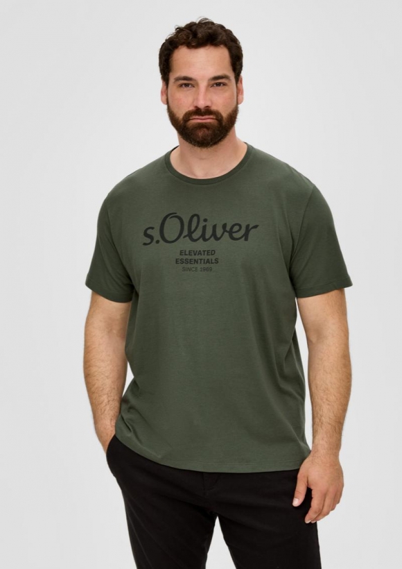 s.Oliver T-Shirt mit Logo-Print - olivgrün