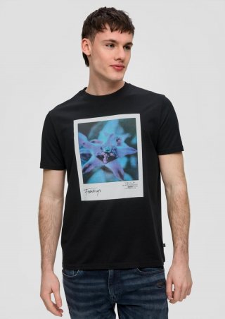s.Oliver T-Shirt mit Frontprint - schwarz