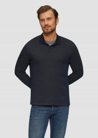 s.Oliver Poloshirt aus zweifarbigem Piqué - navy