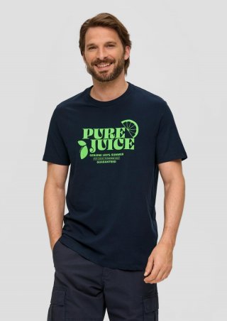 s.Oliver Baumwoll-T-Shirt mit Frontprint - navy