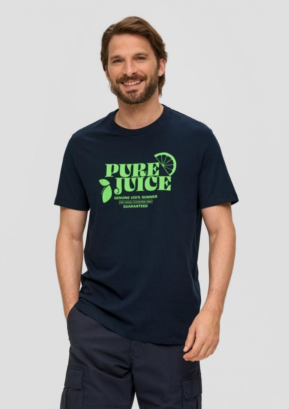 s.Oliver Baumwoll-T-Shirt mit Frontprint - navy