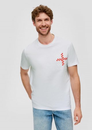 s.Oliver Unisex Baumwoll-T-Shirt mit EM-Print - weiß