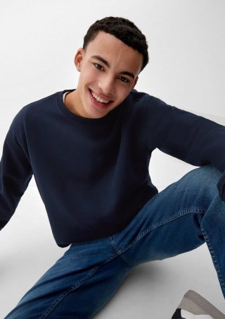 s.Oliver Sweatshirt mit Logostickerei - navy