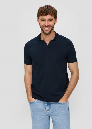 s.Oliver Poloshirt aus Baumwolle mit offenem Kragen - navy