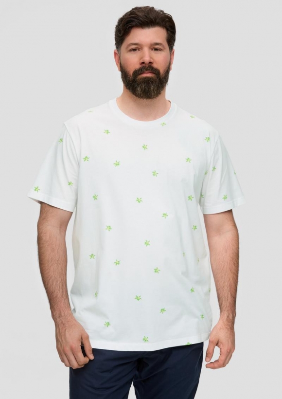 s.Oliver T-Shirt mit All-over-Print - weiß