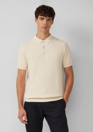 s.Oliver Poloshirt aus weichem Strukturstrick - steingrau
