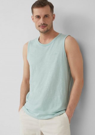 s.Oliver Baumwoll-Tanktop mit Flammgarnstruktur - ozeangrün