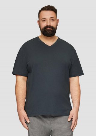 s.Oliver Jerseyshirt mit Logo und V-Ausschnitt - schiefergrau