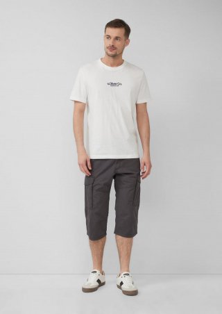 s.Oliver File: Gemusterte Cargo-Bermuda aus Baumwollmix im Relaxed Fit - schiefergrau