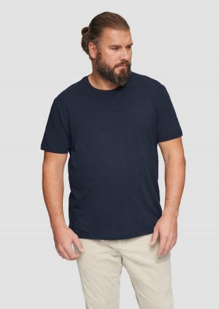 s.Oliver Baumwoll-T-Shirt mit kleinem Logo-Detail - navy
