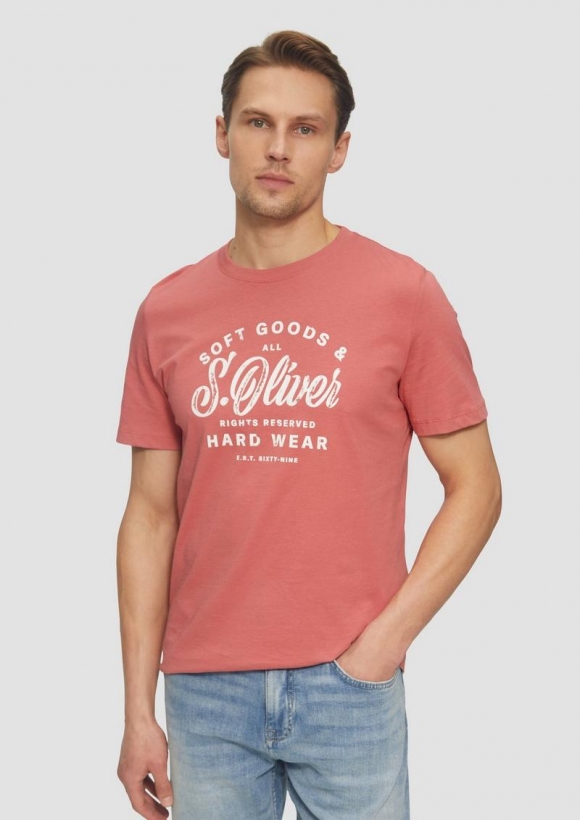 s.Oliver Baumwoll-T-Shirt mit Frontprint - himbeere