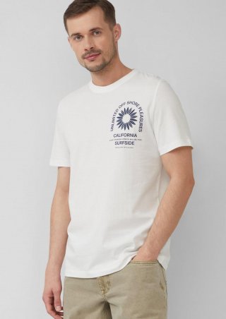 s.Oliver T-Shirt mit Crew Neck und Frontprint - weiß