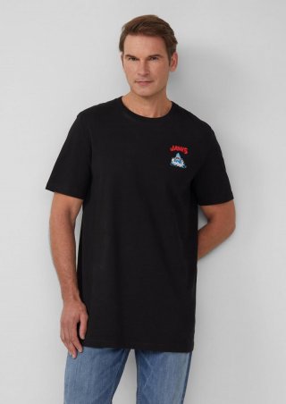s.Oliver T-Shirt mit Crew Neck und Frontprint - schwarz