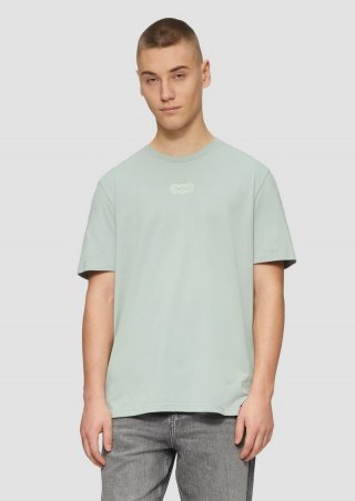 s.Oliver Basic Rundhals T-Shirt mit Frontprint - salbeigrün