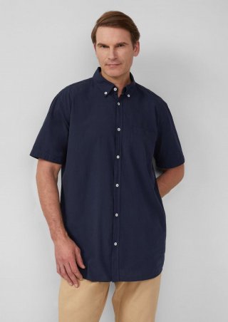 s.Oliver Kurzarmhemd mit Waschung und gewebtem Tape - navy