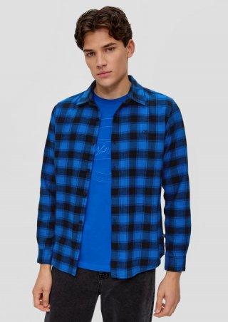 s.Oliver Slim: Hemd aus Twill - royalblau