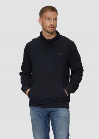 s.Oliver Sweatshirt mit Kängurutasche und Snood-Kragen - navy