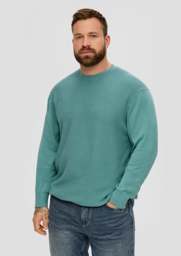 s.Oliver Strickpullover mit Waffelpiqué-Muster - helles petrol