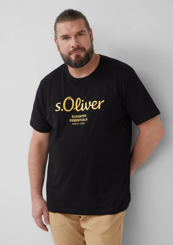 s.Oliver T-Shirt mit Logo-Print - schwarz