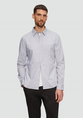 s.Oliver Slim Fit: Gemustertes Hemd aus Baumwollstretch - schiefergrau