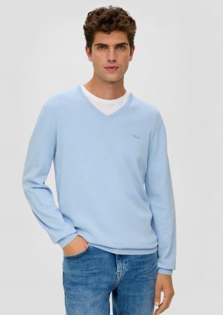 s.Oliver Strickpullover mit V-Ausschnitt - himmelblau