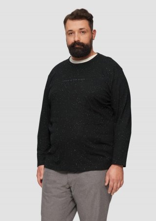 s.Oliver Meliertes Longsleeve aus Jersey mit Logo-Print - schwarz