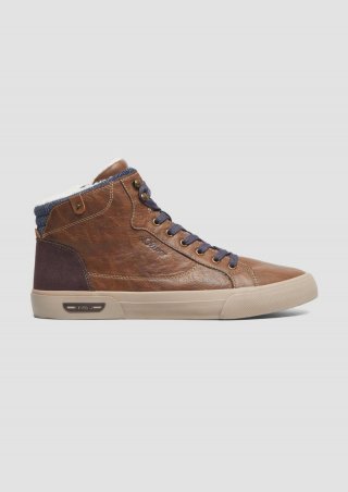 s.Oliver Gefütterte Stiefel mit Logo-Detail - cognac