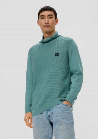 s.Oliver Strickpullover mit Jersey-Ärmeln - helles petrol