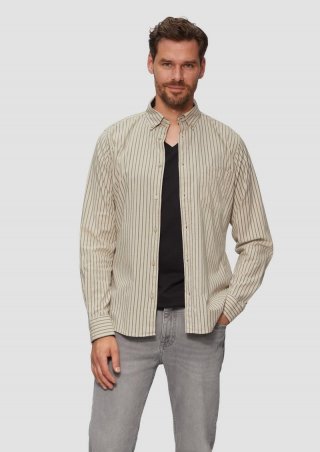 s.Oliver Slim Fit: Hemd aus Baumwollstretch - helles beige