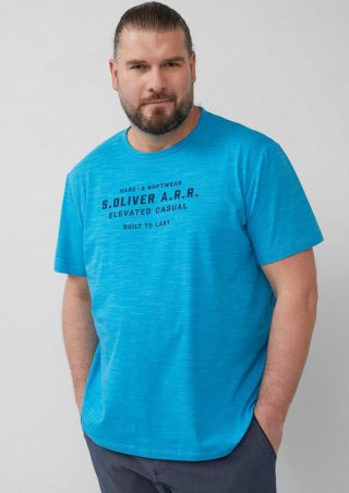 s.Oliver Meliertes T-Shirt mit Logo-Schriftzug - pastelltürkis