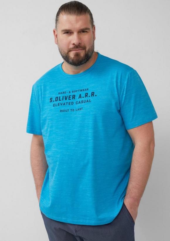 s.Oliver Meliertes T-Shirt mit Logo-Schriftzug - pastelltürkis