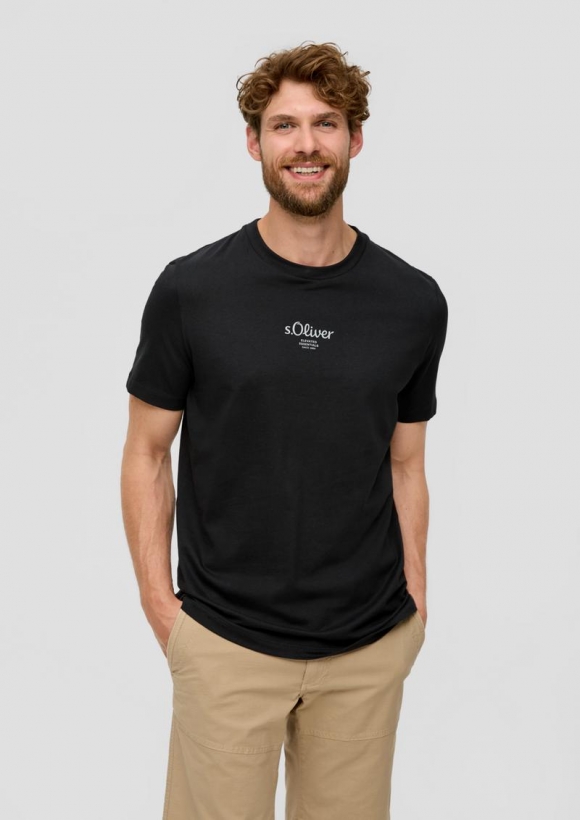 s.Oliver T-Shirt mit Logo-Print - schwarz