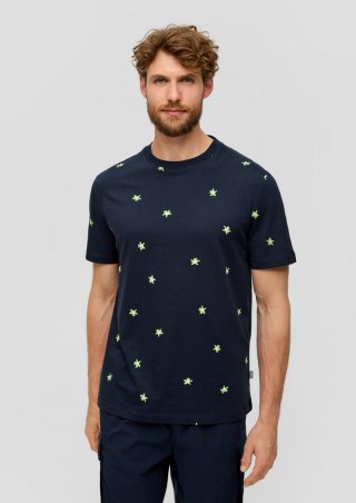 s.Oliver T-Shirt mit Crew Neck und All-over-Print - navy