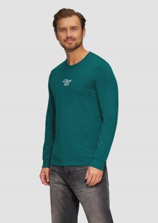 s.Oliver Langarmshirt mit Logo-Stickerei - petrol