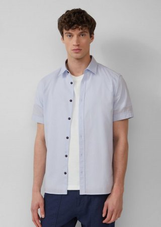 s.Oliver Regular Fit: Strukturiertes Kurzarmhemd aus Baumwolle mit Kentkragen - himmelblau