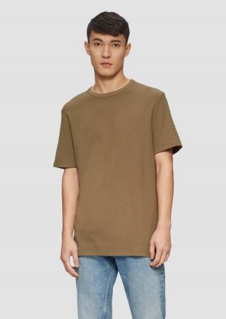 s.Oliver T-Shirt aus Baumwolle mit Waffelstruktur - sandstein