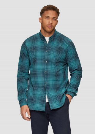 s.Oliver Regular Fit: Hemd aus Baumwollstretch mit Button-Down-Kragen - petrol
