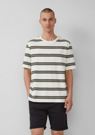 s.Oliver Strukturiertes Jersey-T-Shirt mit Streifen - olivgrün