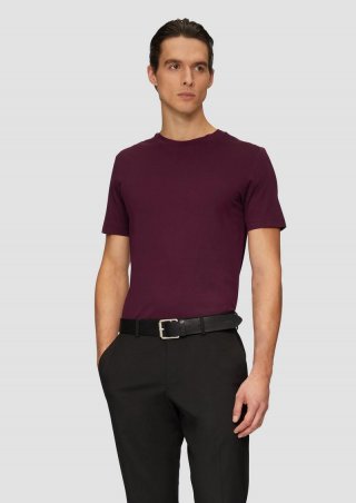 s.Oliver Jerseyshirt im Slim Fit aus merzerisierter Baumwolle - bordeaux