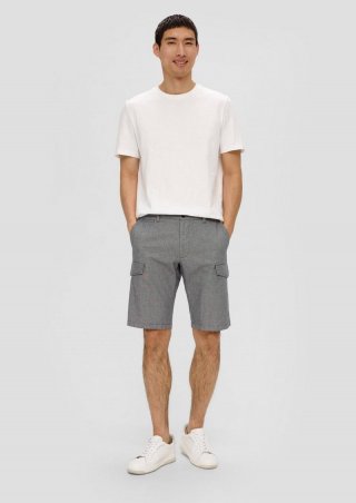 s.Oliver Regular: Cargoshorts mit feinem Karomuster - grau