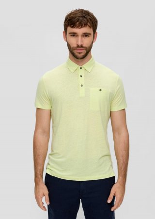 s.Oliver Poloshirt aus Leinenmix mit Brusttasche - limettengrün