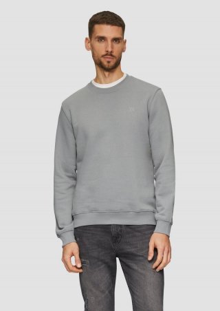 s.Oliver Sweatshirt aus Baumwollmix mit Logo-Detail - schiefergrau
