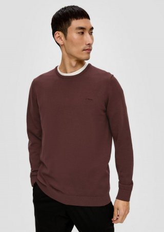 s.Oliver Strickpullover mit Logo - bordeaux