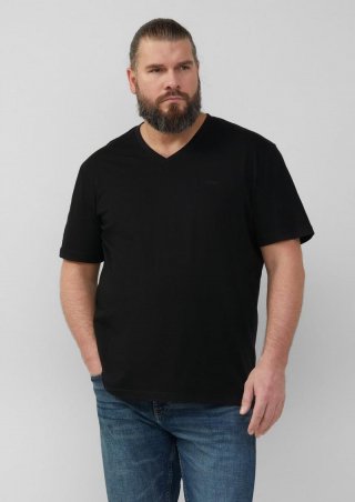 s.Oliver Baumwollshirt mit Logo-Stickerei - schwarz