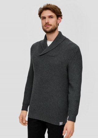 s.Oliver Strickpullover mit Schalkragen - dunkelgrau